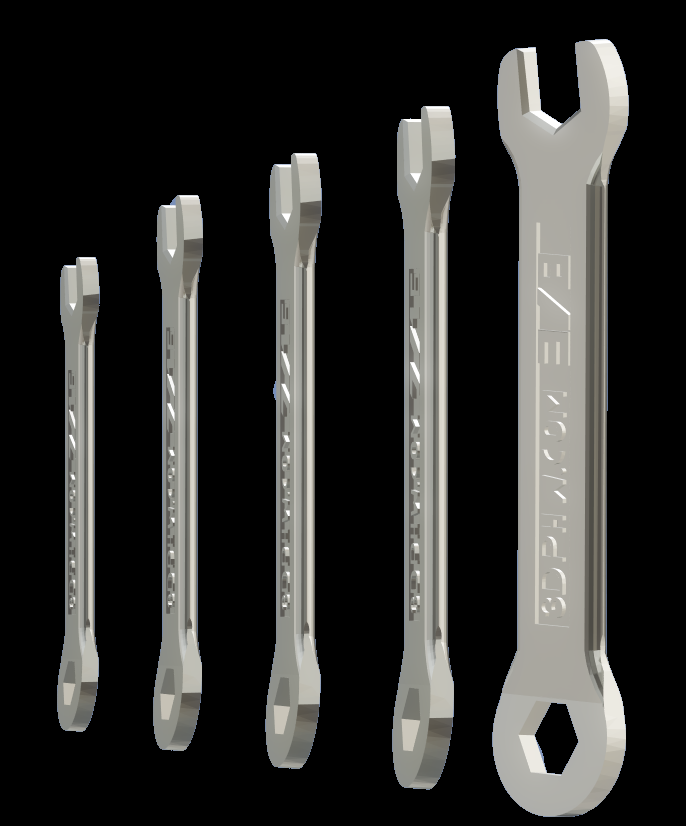 free 5 piece 3d printable wrench set